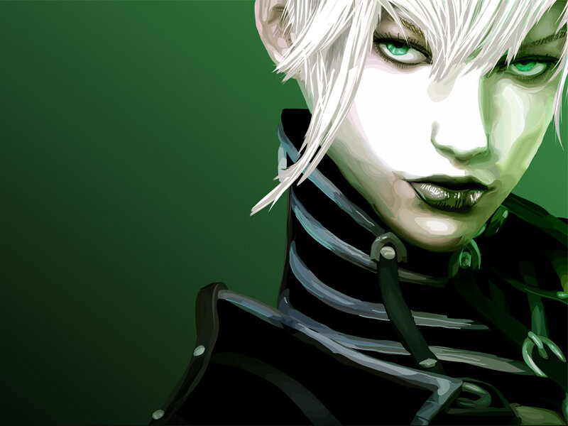 anime character with green eyes