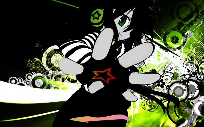 anime character with green eyes