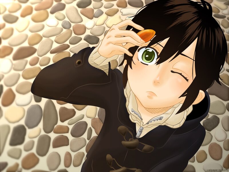 anime character with green eyes