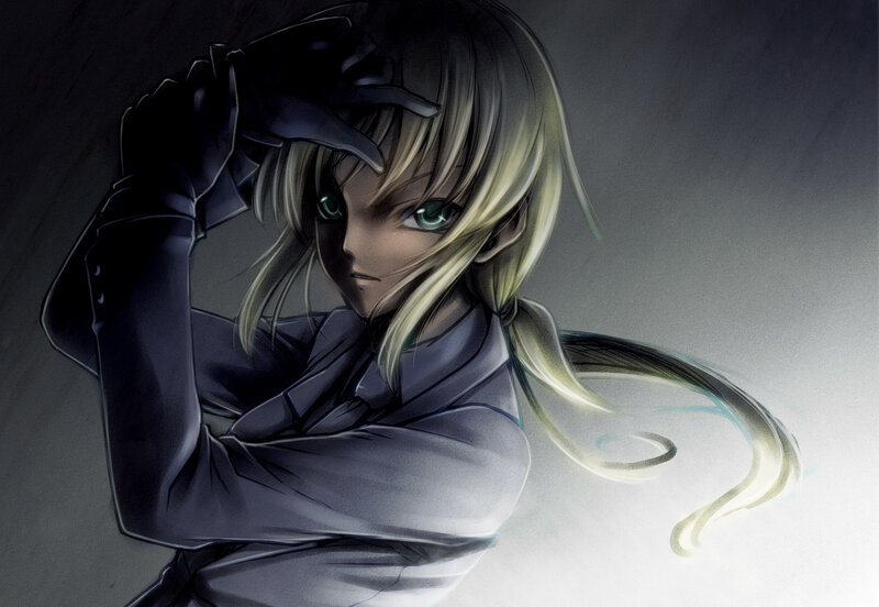 anime character with green eyes