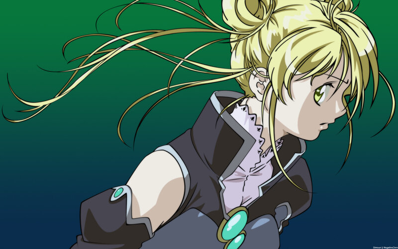 anime character with green eyes