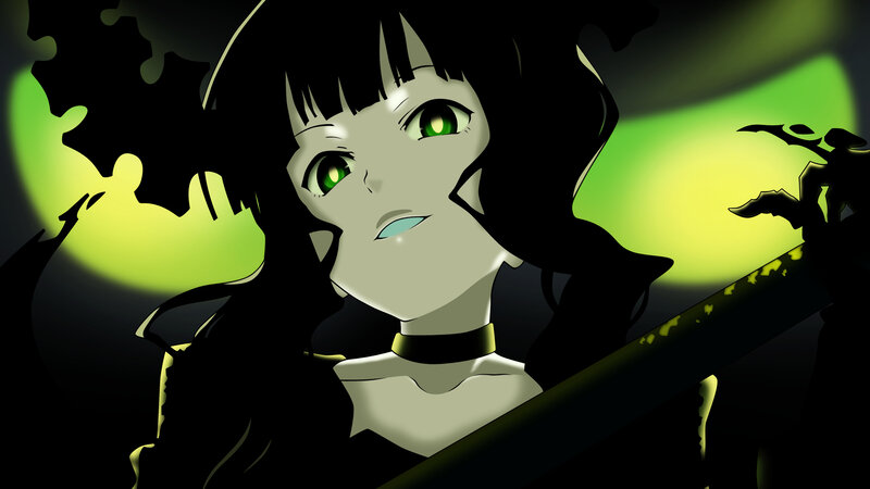 anime character with green eyes