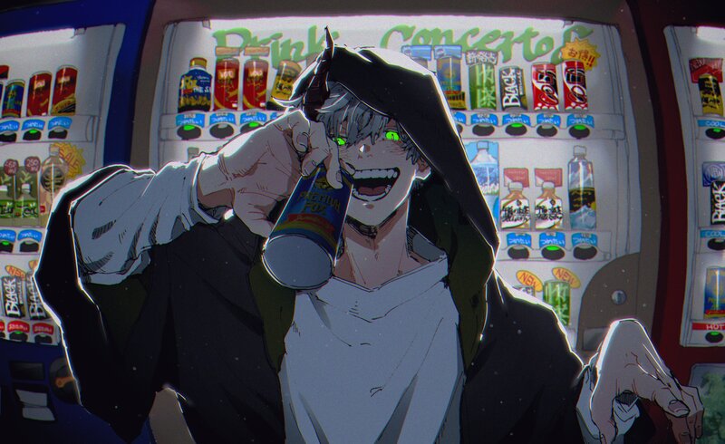 Anime Character with Green Eyes — Black, Dark