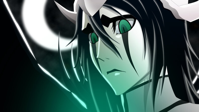 Anime Character with Green Eyes — Black, Dramatic, Night, Moon