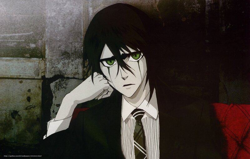 Anime Character with Green Eyes — Black, Dramatic, Suit
