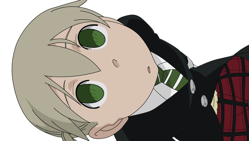 Anime Character with Green Eyes — Black, Neutral