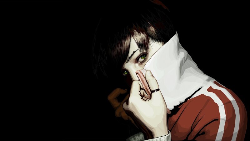 Anime Character with Green Eyes — Black