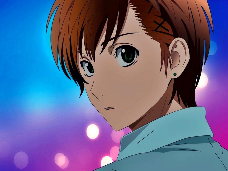 Anime Character with Green Eyes — Blue, Dramatic, Night