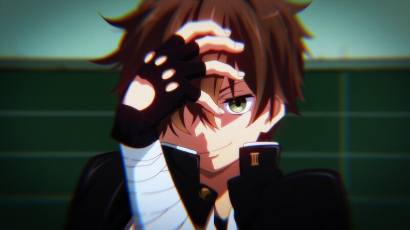 Anime Character with Green Eyes — Brown, Dramatic, Gloves