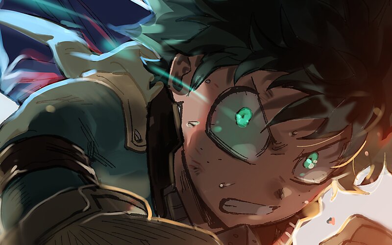 Anime Character with Green Eyes — Brown, Intense