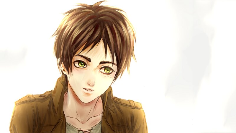 Anime Character with Green Eyes — Brown, Neutral, Digital Art