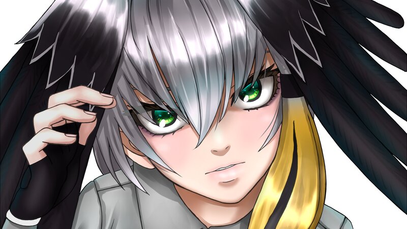 Anime Character with Green Eyes — Gray, Intense