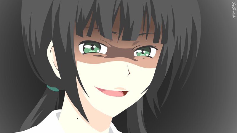 Anime Character with Green Eyes — Gray, Neutral