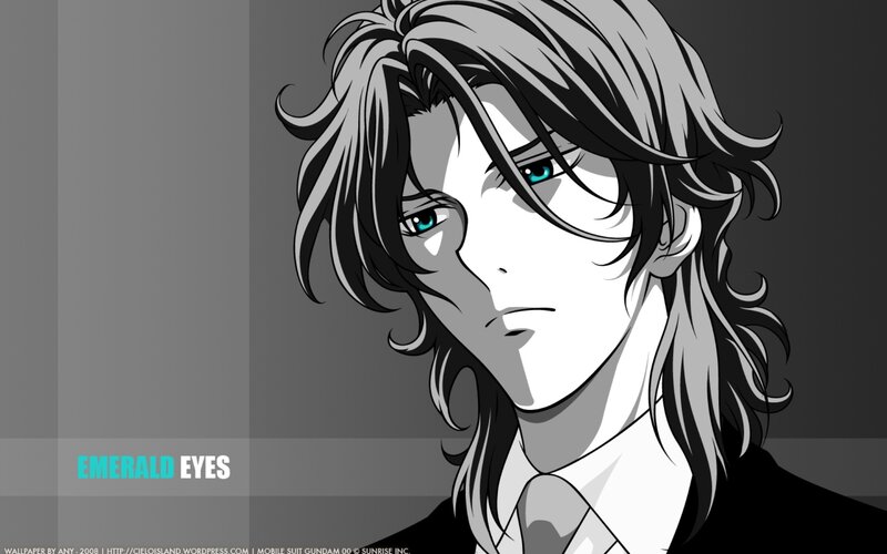 Anime Character with Green Eyes — Gray