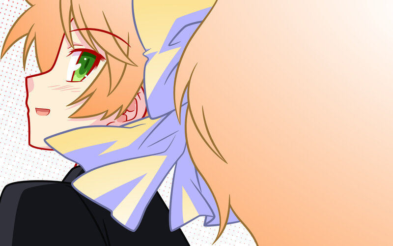 Anime Character with Green Eyes — Orange, Calm
