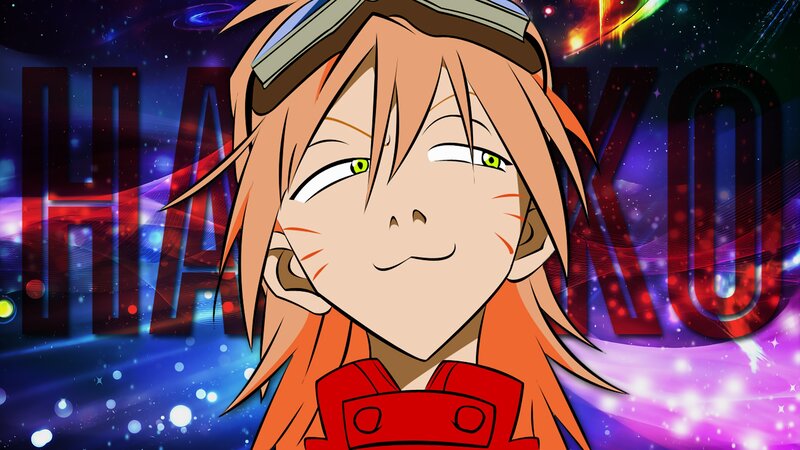 Anime Character with Green Eyes — Orange, Dramatic, Goggles