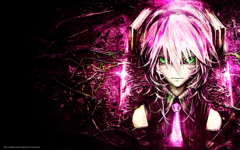Anime Character with Green Eyes — Purple, Dramatic, Digital Art