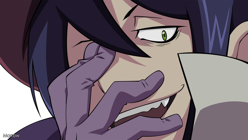 Anime Character with Green Eyes — Purple, Intense