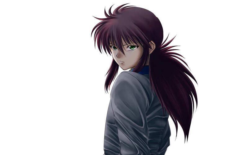 Anime Character with Green Eyes — Purple, Serious