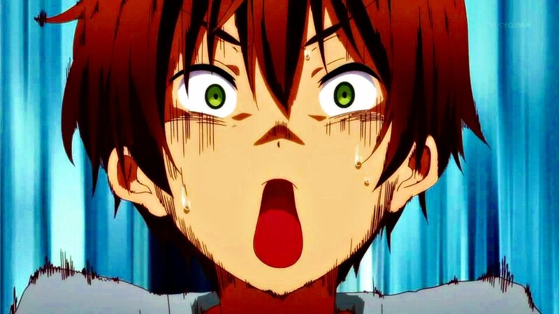 Anime Character with Green Eyes — Red, Shocked