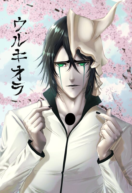 Anime Character with Green Eyes — White, Dramatic, Spring