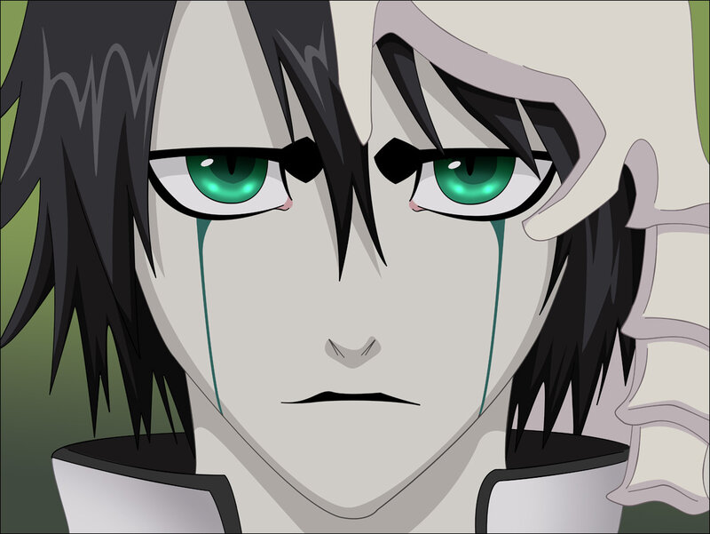 Anime Character with Green Eyes — White, Dramatic, Tears