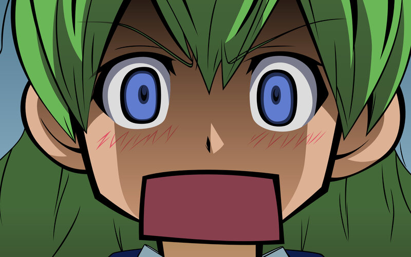 anime character with green hair