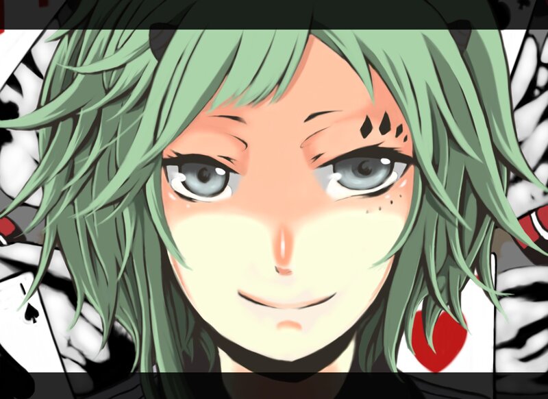 anime character with green hair