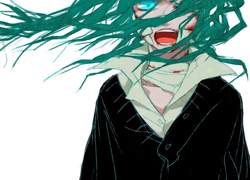 anime character with green hair