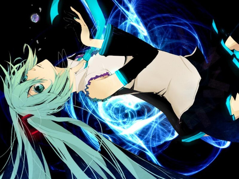 Anime Character with Green Hair — Blue, Dramatic