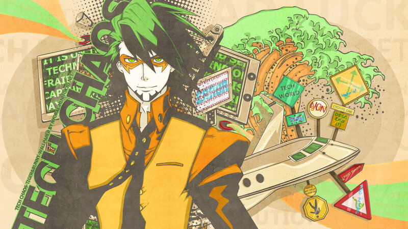 Anime Character with Green Hair — Chaotic, Digital Art, Spaceship