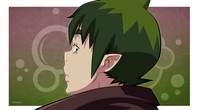 Anime Character with Green Hair — Contemplative