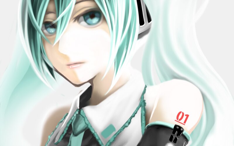 Anime Character with Green Hair — Cyan, Calm, Digital Art