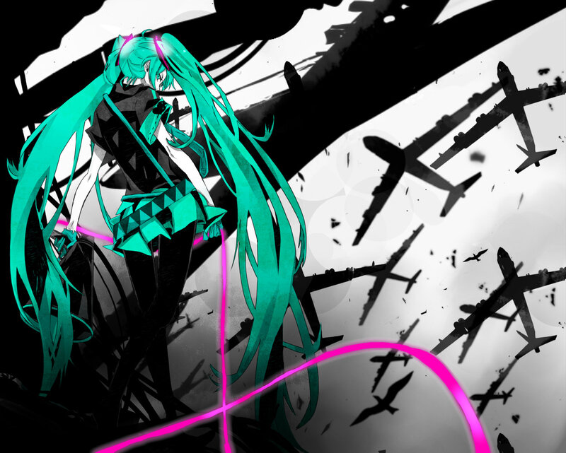 Anime Character with Green Hair — Cyan, Dramatic, Digital Art