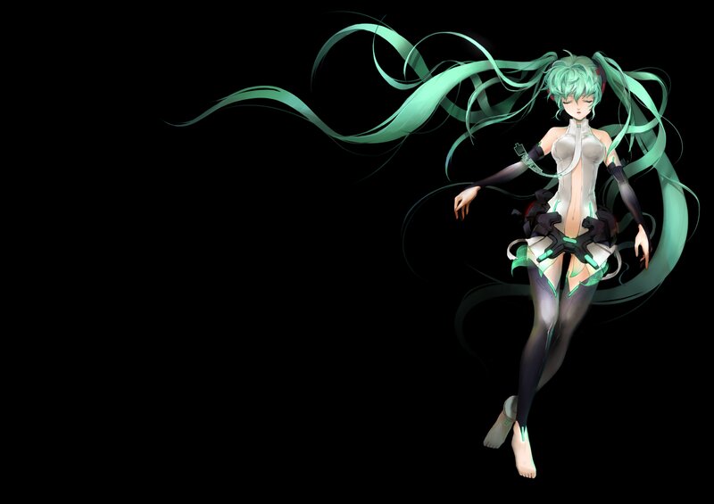 Anime Character with Green Hair — Dramatic, Digital Art, Long Hair