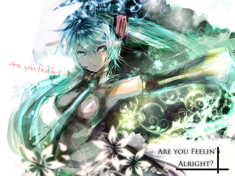 Anime Character with Green Hair — Dramatic, Digital Art, Text