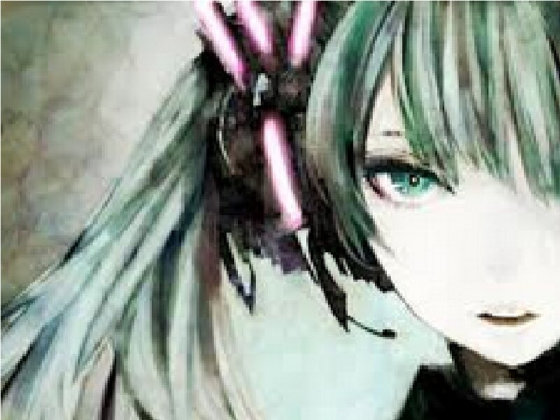 Anime Character with Green Hair — Dramatic, Green Eyes