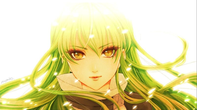Anime Character with Green Hair — Dramatic, Green Hair, Brown Eyes, Light Effects
