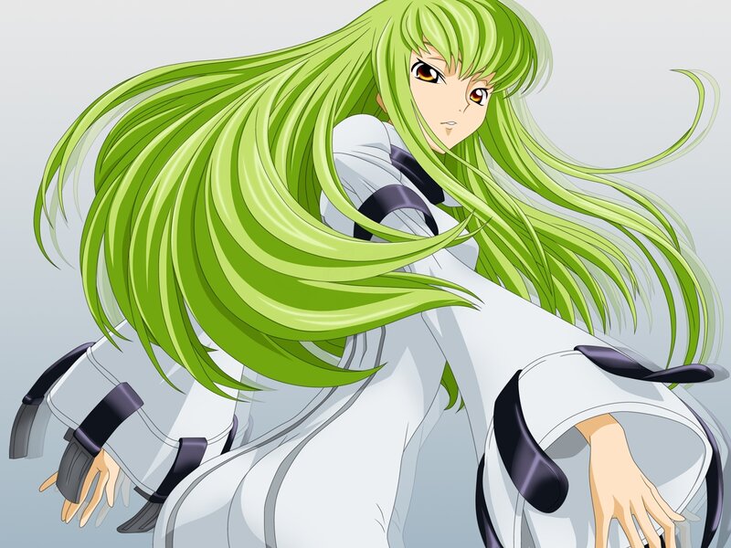 Anime Character with Green Hair — Dramatic, Long Hair