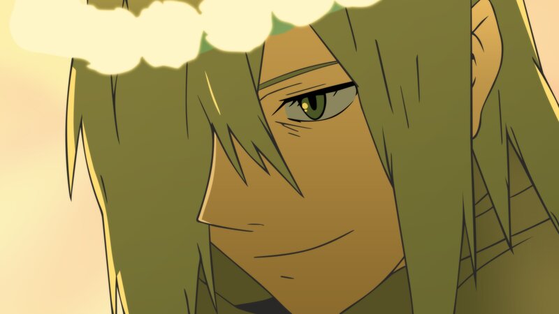 Anime Character with Green Hair — Dramatic, Sunset, Green Eyes