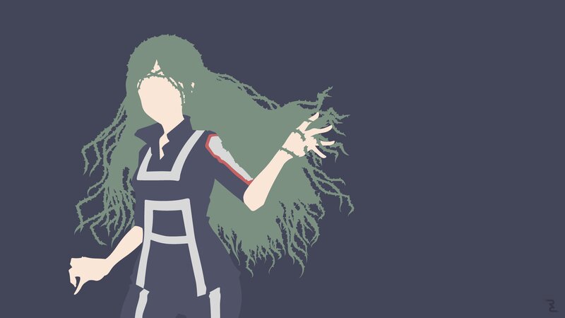 Anime Character with Green Hair — Gray, Dramatic