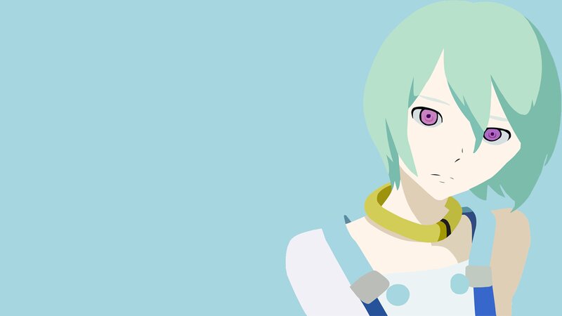 Anime Character with Green Hair — Light Blue