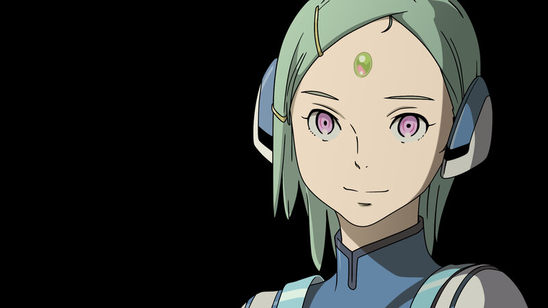 Anime Character with Green Hair — Neutral, Headset