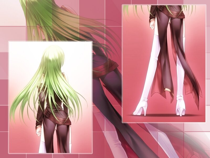 Anime Character with Green Hair — Pink