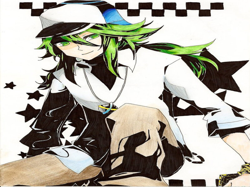 Anime Character with Green Hair — Playful, Manga