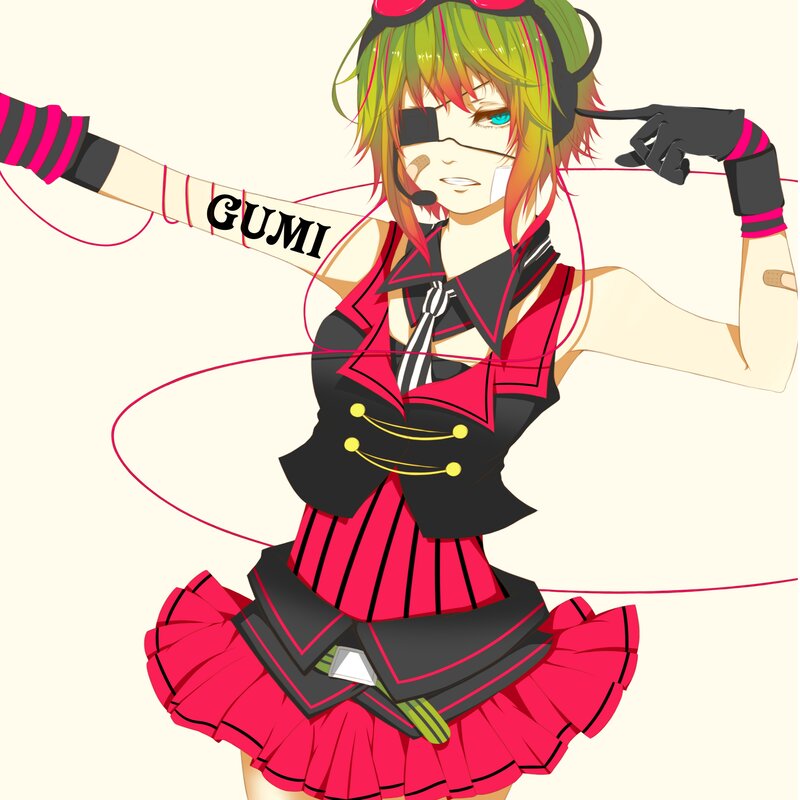 Anime Character with Green Hair — Red, Confident