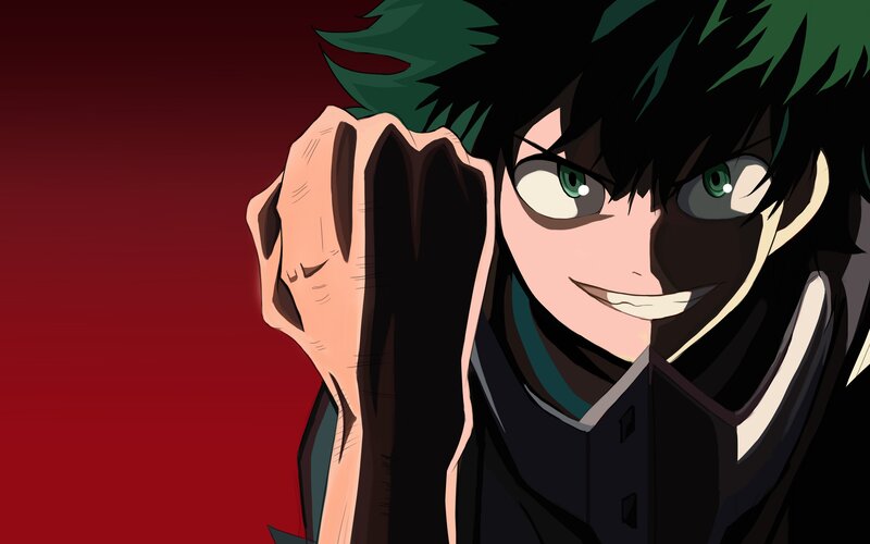 Anime Character with Green Hair — Red, Dramatic