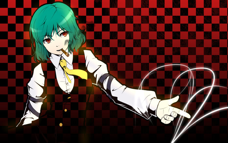 Anime Character with Green Hair — Red