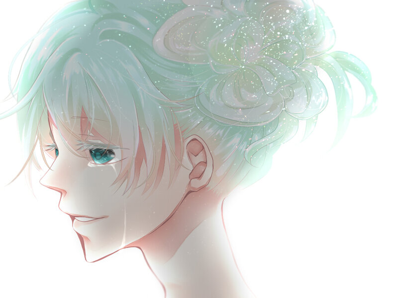 Anime Character with Green Hair — Serene, Digital Art
