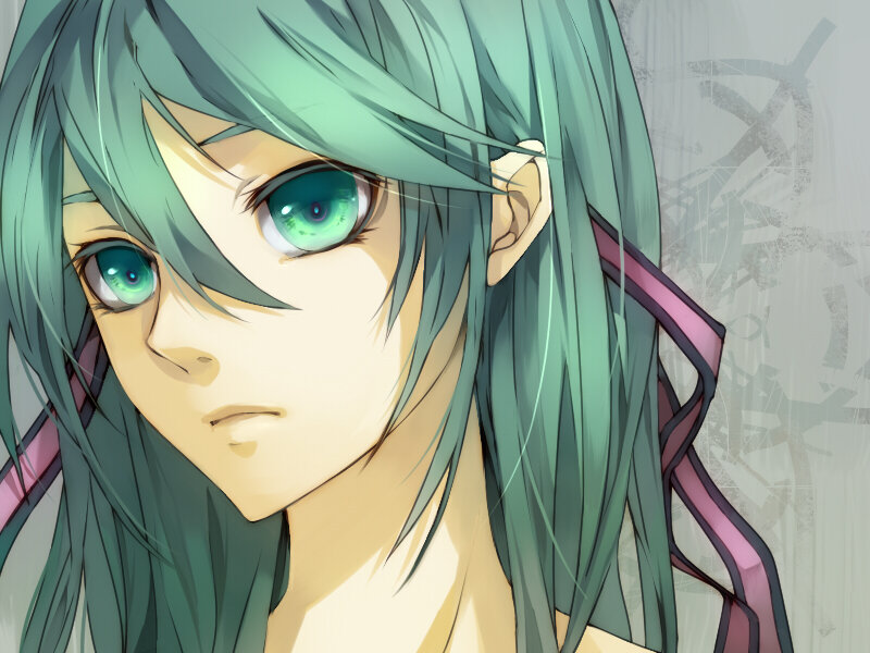 Anime Character with Green Hair — Serious, Green Eyes